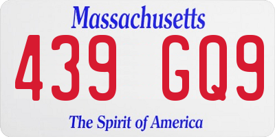MA license plate 439GQ9