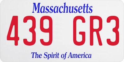 MA license plate 439GR3