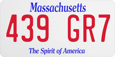 MA license plate 439GR7