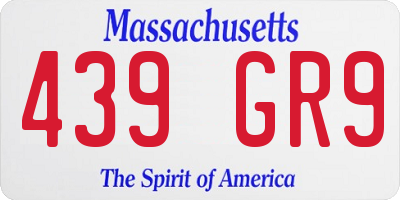 MA license plate 439GR9