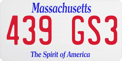 MA license plate 439GS3