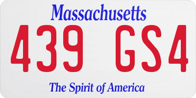 MA license plate 439GS4