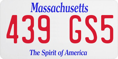 MA license plate 439GS5