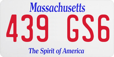 MA license plate 439GS6