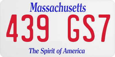 MA license plate 439GS7