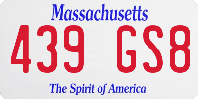 MA license plate 439GS8