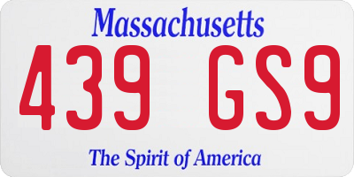 MA license plate 439GS9