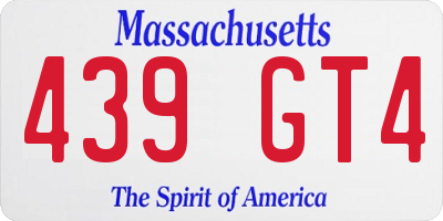 MA license plate 439GT4