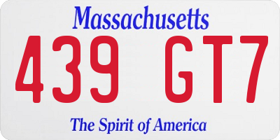 MA license plate 439GT7