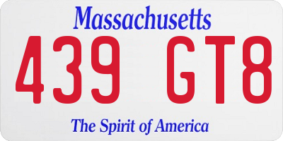MA license plate 439GT8