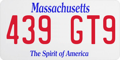 MA license plate 439GT9