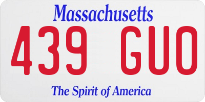 MA license plate 439GU0