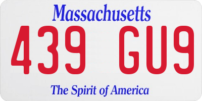 MA license plate 439GU9