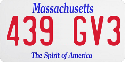 MA license plate 439GV3