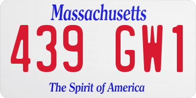 MA license plate 439GW1