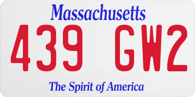 MA license plate 439GW2