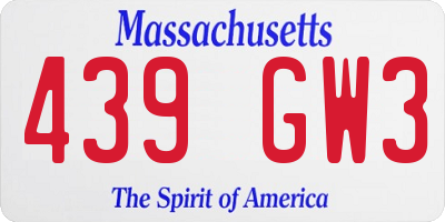 MA license plate 439GW3