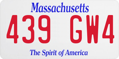MA license plate 439GW4