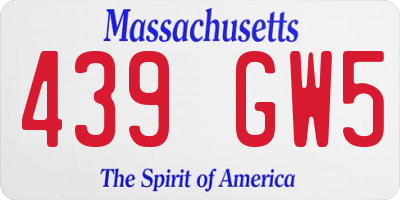 MA license plate 439GW5