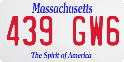MA license plate 439GW6