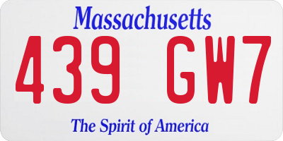 MA license plate 439GW7