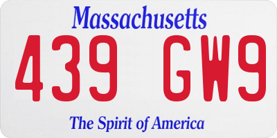 MA license plate 439GW9