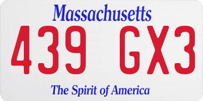 MA license plate 439GX3
