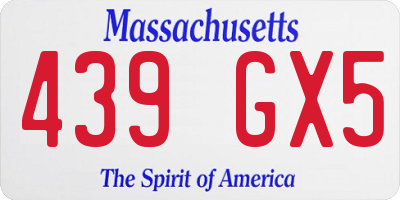 MA license plate 439GX5