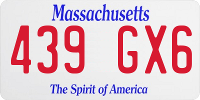 MA license plate 439GX6