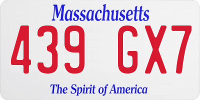 MA license plate 439GX7