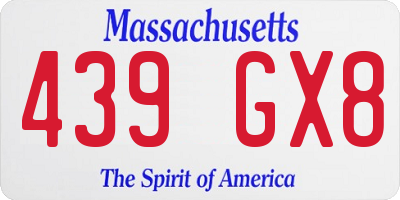 MA license plate 439GX8