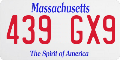 MA license plate 439GX9