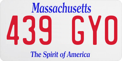 MA license plate 439GY0