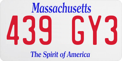 MA license plate 439GY3