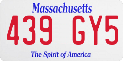 MA license plate 439GY5