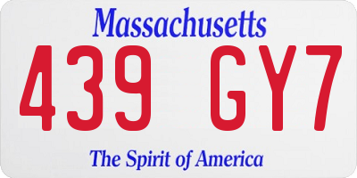 MA license plate 439GY7