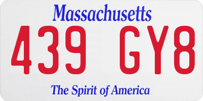 MA license plate 439GY8