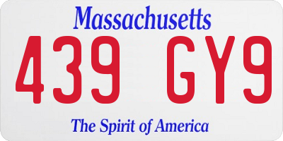 MA license plate 439GY9