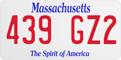 MA license plate 439GZ2