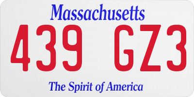 MA license plate 439GZ3