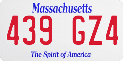 MA license plate 439GZ4
