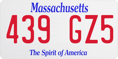 MA license plate 439GZ5