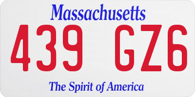 MA license plate 439GZ6