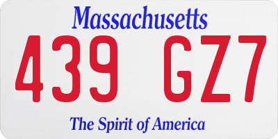 MA license plate 439GZ7
