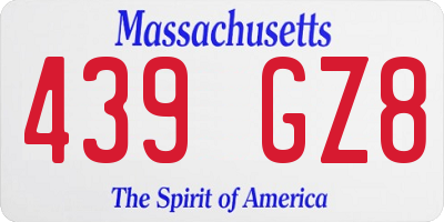 MA license plate 439GZ8