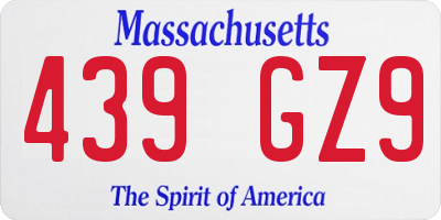 MA license plate 439GZ9