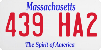 MA license plate 439HA2