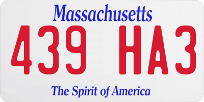 MA license plate 439HA3