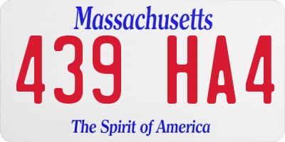 MA license plate 439HA4