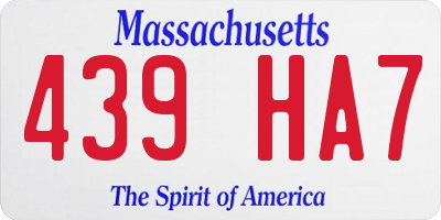 MA license plate 439HA7